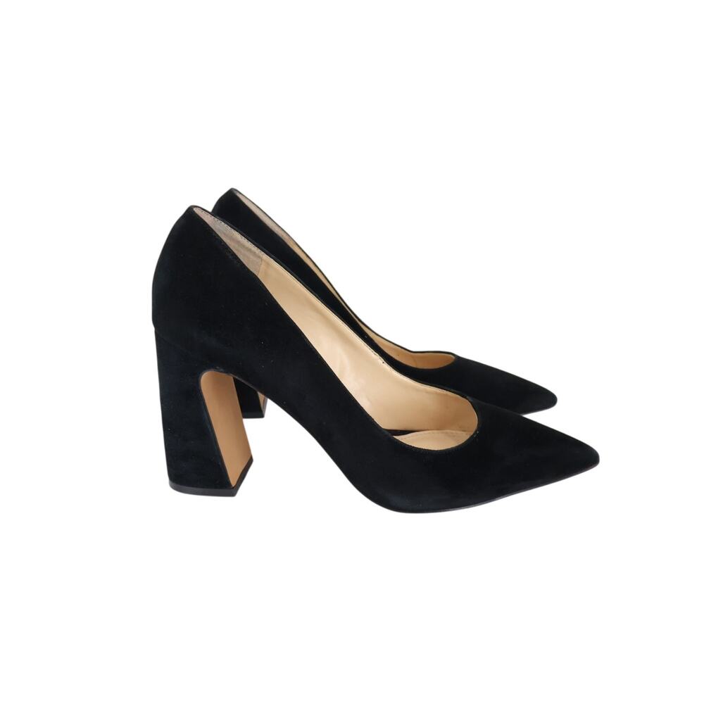 Vince Camuto Black Suede Angular Block Heel Pointed Toe Heel Size 8 - Picture 4 of 9